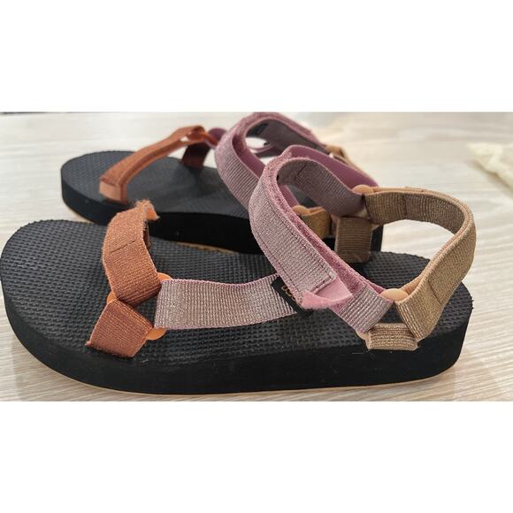 TEVA Girls Kids Midform Universal Metallic Sandals Shoe Size 5 Pink Multi Reef - Picture 5 of 8